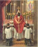 A priest celebrating the Tridentine Mass.