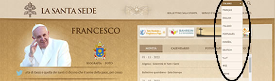 To read the Vatican website in other Languages.